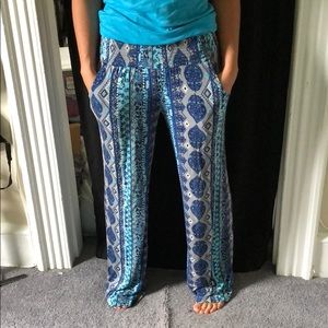 Blue printed palazzo pants